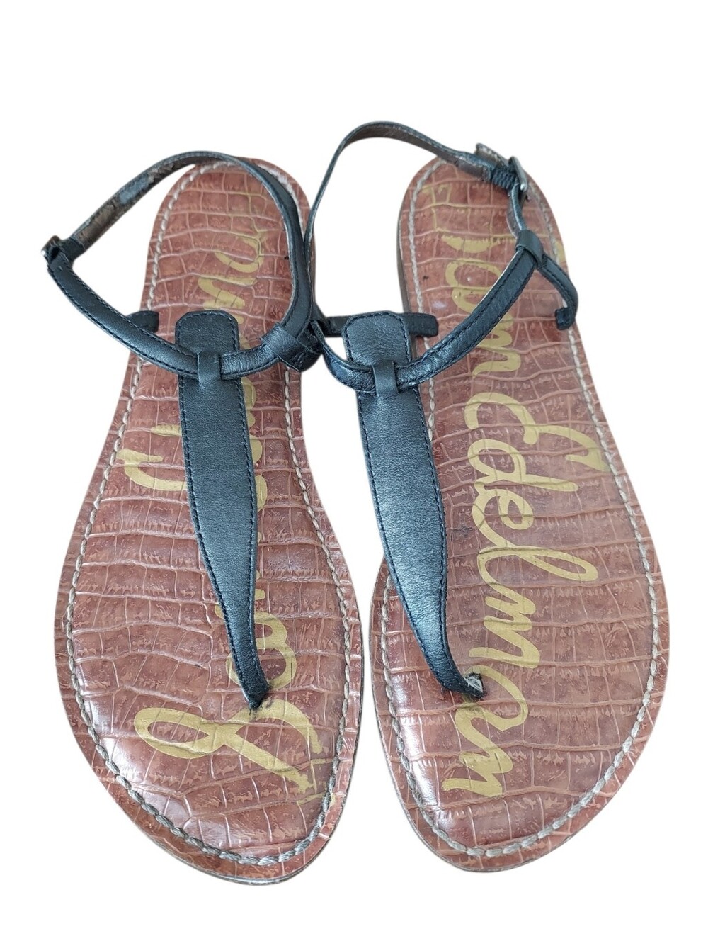 Sam Edelman Black Gigi Leather Thong Sandals 8